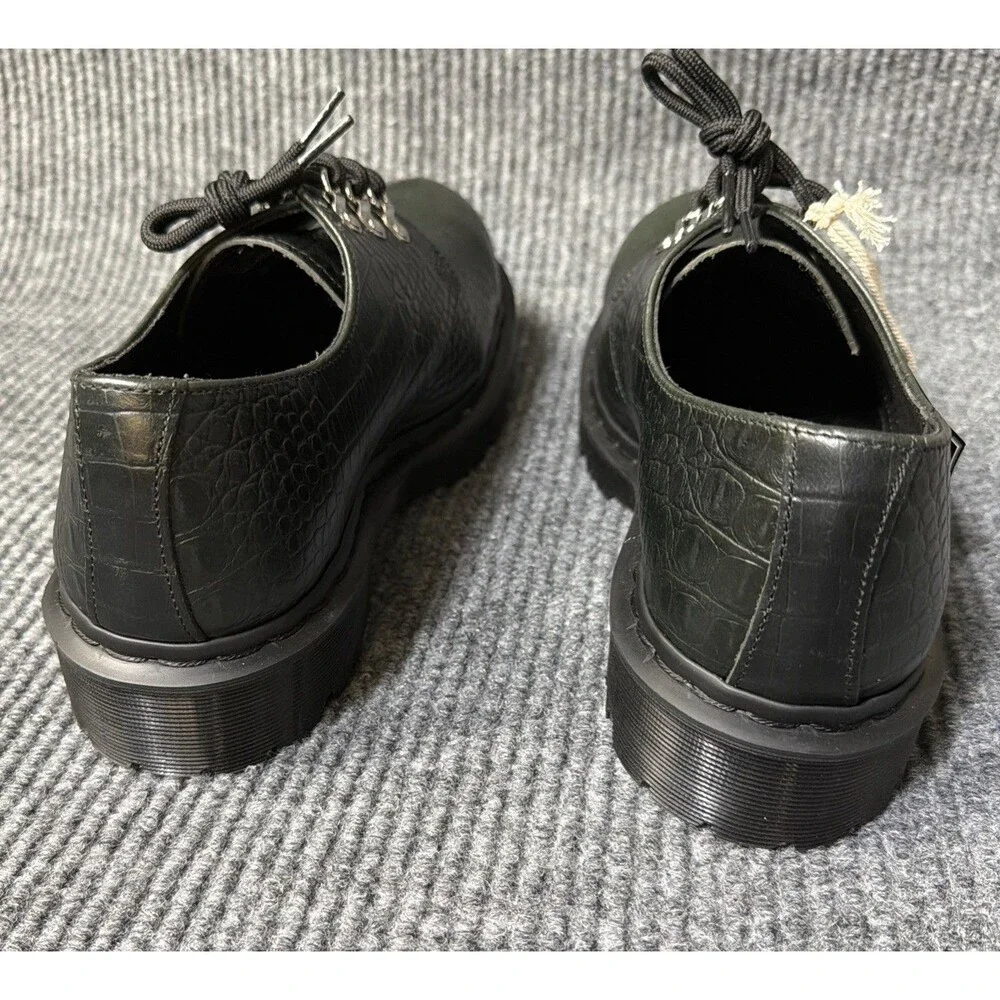 Dr Martens 1461 Bex Steel Toe Shoes Men 10 Croc Embossed Leather Forest Green
